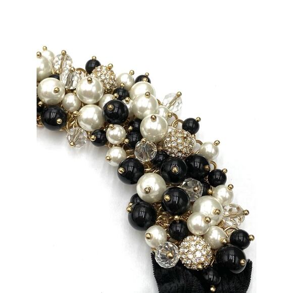 Talbots Necklace Beaded Apron Black Velvet Gold Tone Toggle Clasp 18”-19.5” - Picture 4 of 7